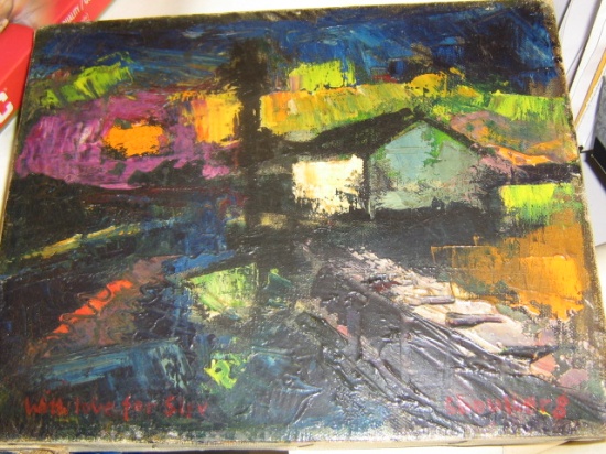 Appraisal: HARRY SHOULBERG Abstract Landscape Oil on canvas x mm x