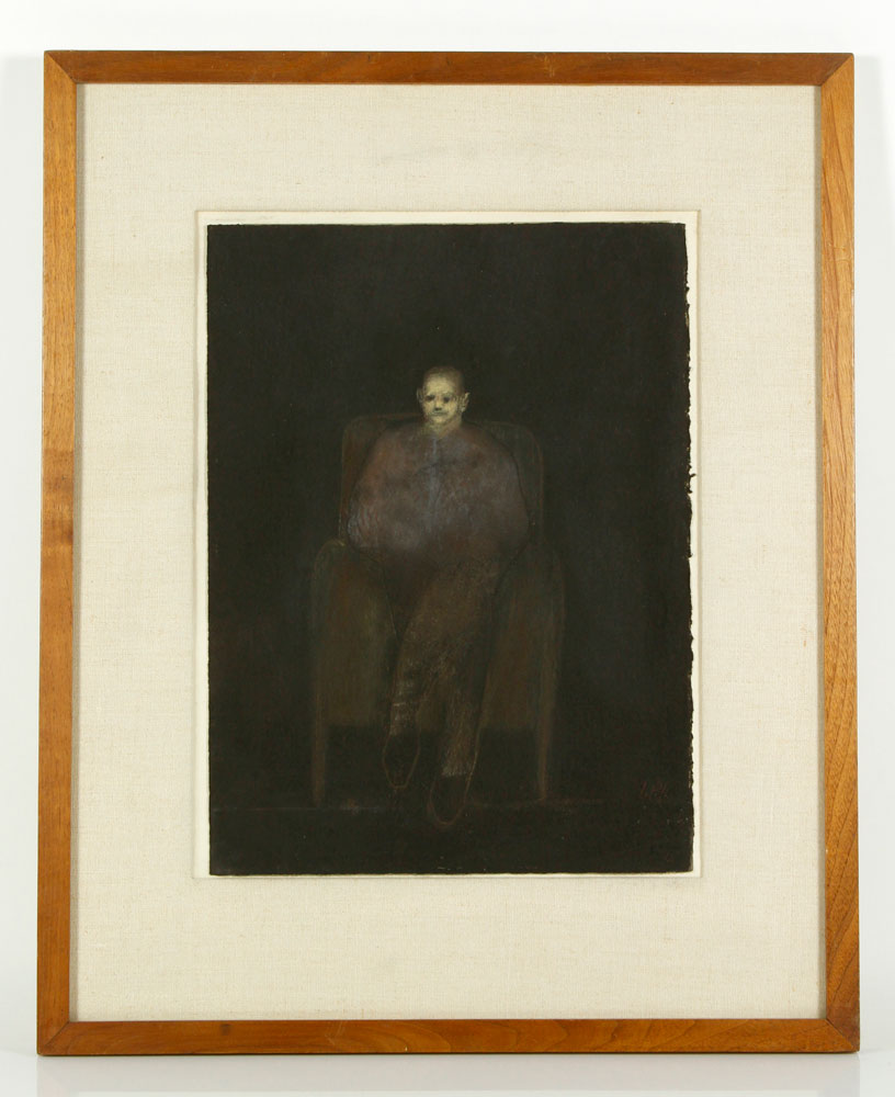 Appraisal: - Jones Seated Man Charcoal and Pastel John Paul Jones