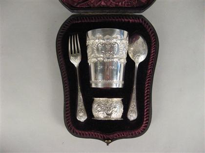 Appraisal: Victorian sterling silver child's presentation set henry atkin sheffield Comprising