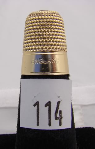 Appraisal: Silver tone English thimble with inlaid top