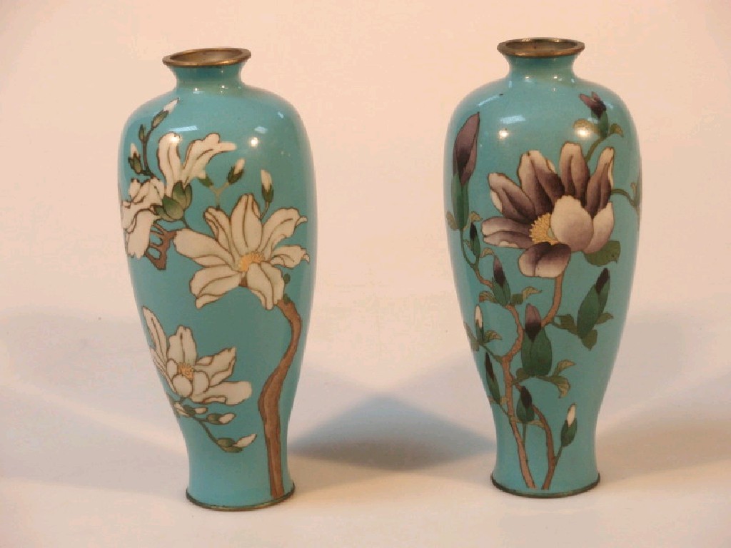 Appraisal: A pair of late thC cloisonne vases of tapering ovoid