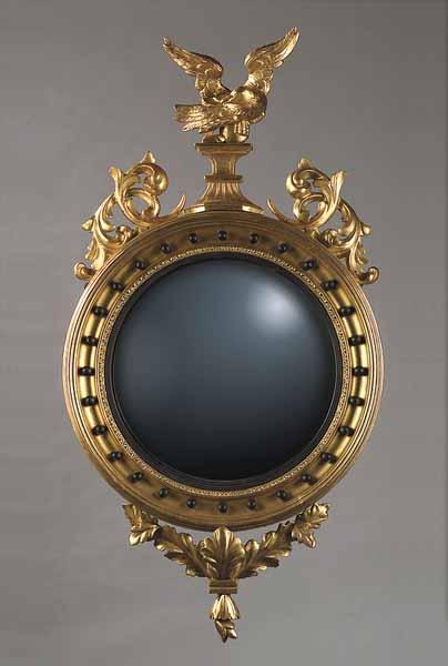 Appraisal: An English or American Classical Carved Giltwood and Ebonized Convex