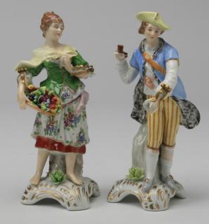 Appraisal: th c German figurines Pair of th century hand painted