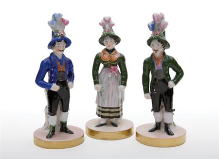 Appraisal: Group of Three Chamberlain's Worcester Porcelain Figures Estimate -