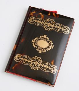 Appraisal: English Tortoise Shell Notebook th c with gol English Tortoise