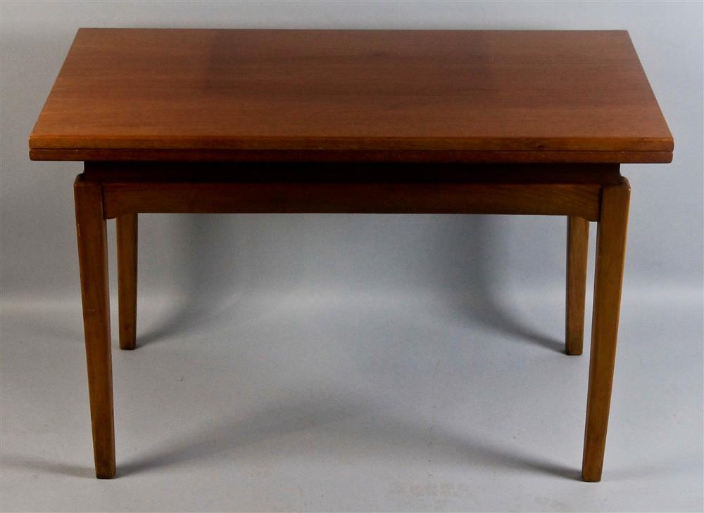 Appraisal: SQUARE ADJUSTABLE HEIGHT TEAK GAME TABLE FROM THE ALCOA HOUSE