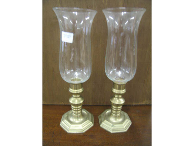 Appraisal: Pair of Brass Hurricane Lamps