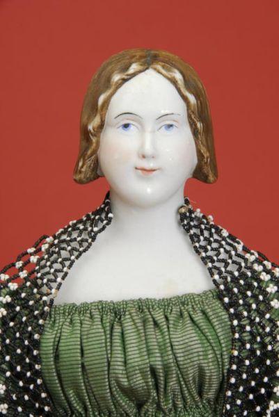 Appraisal: Rare Parian Lady with Brown Hair Germany ca untinted bisque