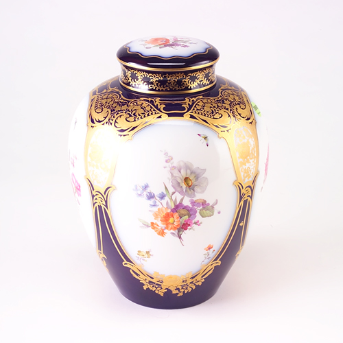 Appraisal: KPM Porcelain jar and cover c painted with four floral