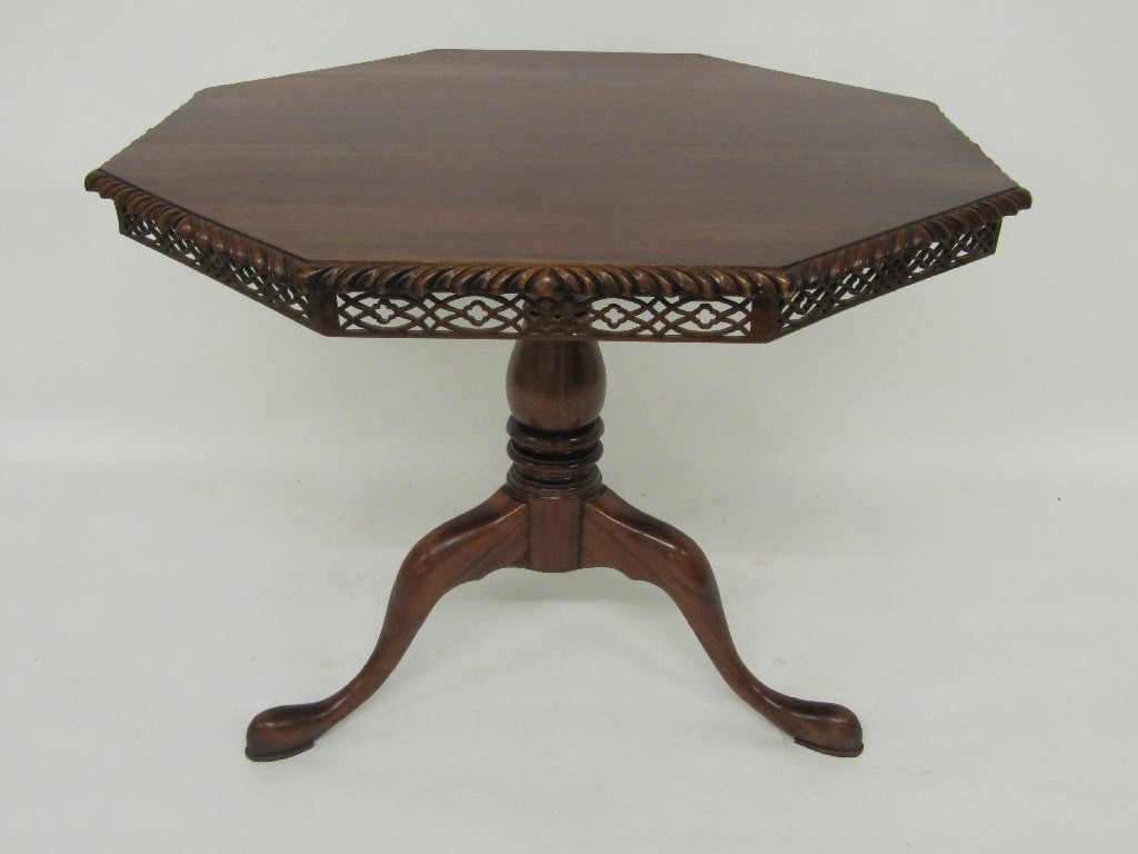 Appraisal: A reproduction mahogany bird cage window table the octagonal shaped