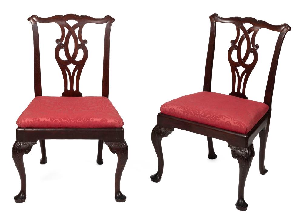 Appraisal: PAIR OF ENGLISH TRANSITIONAL SIDE CHAIRS - BACK HEIGHTS WIDTHS