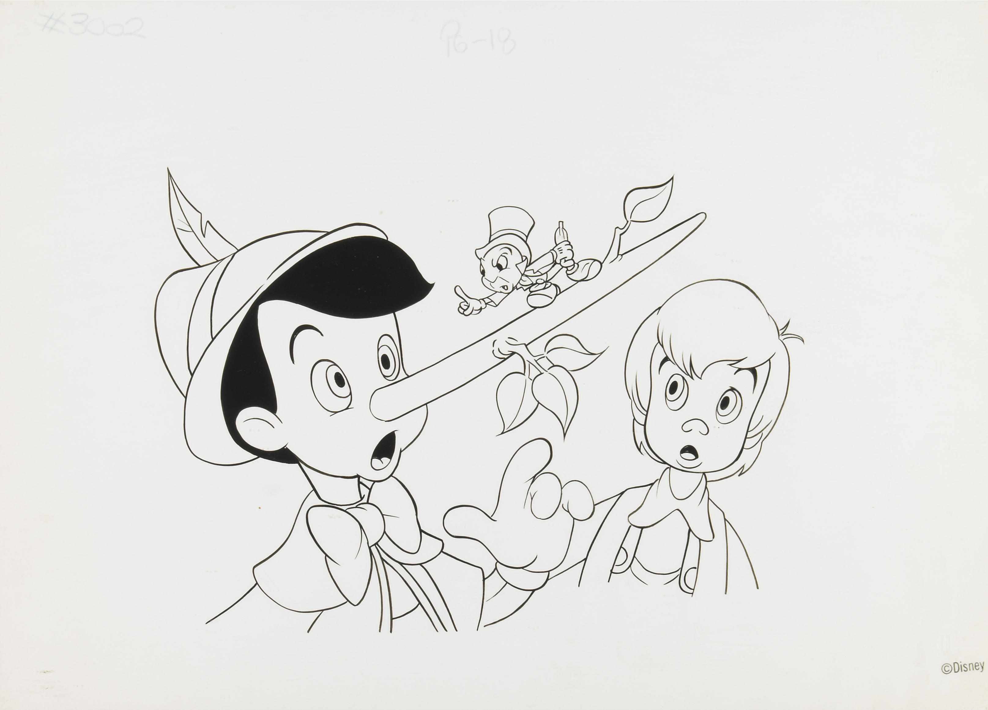 Appraisal: Four original Disney Studios book art for ''Pinocchio Adventures'' s