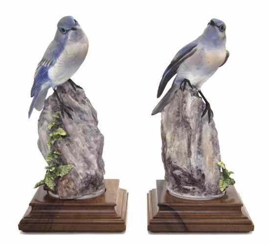 Appraisal: A Pair of Royal Worcester Dorothy Doughty Birds Mountain Bluebirds