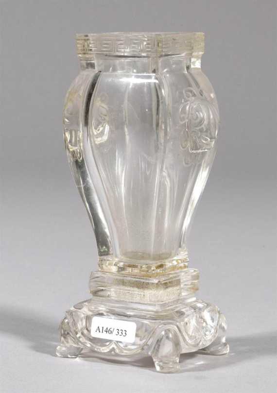 Appraisal: CRISTAL SQUARE BALUSTER VASE WITH STAND China Qing-Dynasty H cm