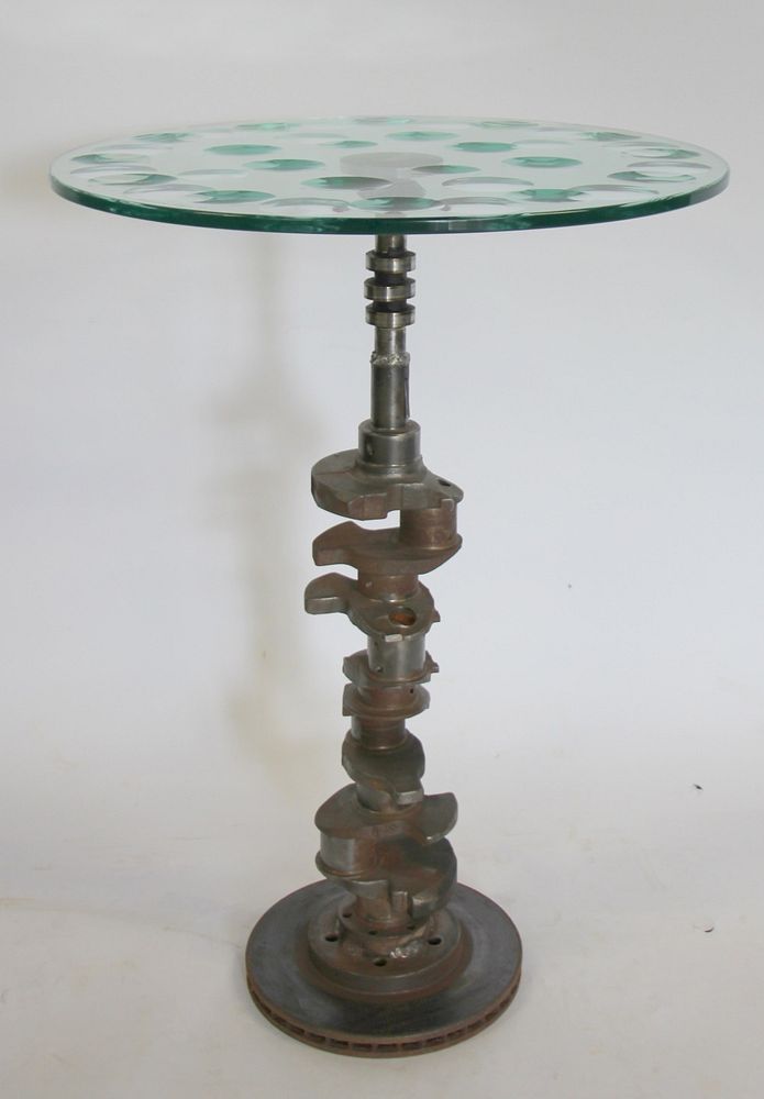 Appraisal: After Feliciano Bejar Iron Table With Glass Top From a