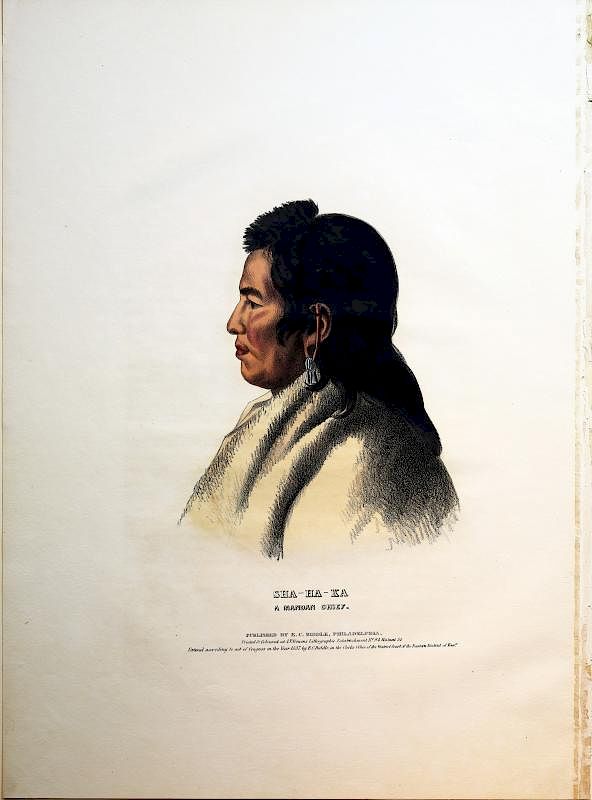 Appraisal: Engraved Indian Portrait by McKenney Hall Sha-Ha-Ka A Mandan Chief