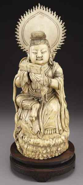 Appraisal: Chinese Qing carved ivory Buddha International buyers should note that