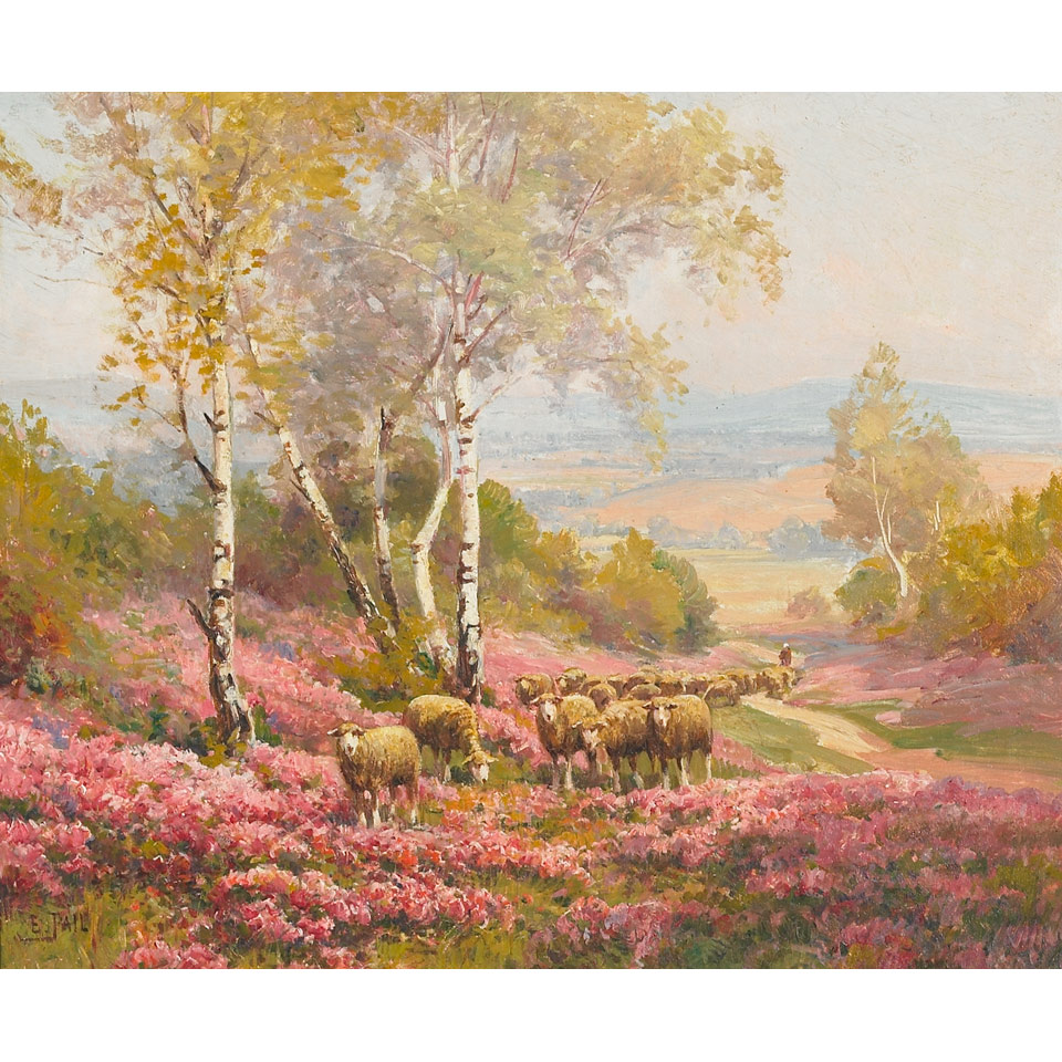 Appraisal: Edouard Pail - French SHEEP IN A FLOWERING MEADOW Oil