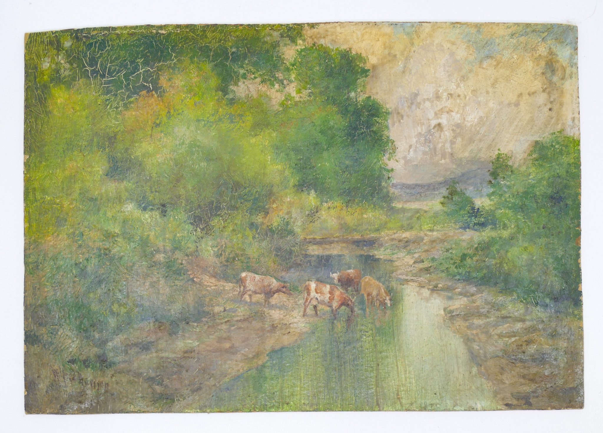 Appraisal: Wilfred Davison - American ''Cows in Landscape'' Oil on Board