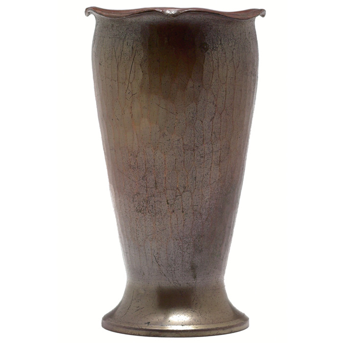 Appraisal: Roycroft vase tapered form with crimped rim in hammered copper