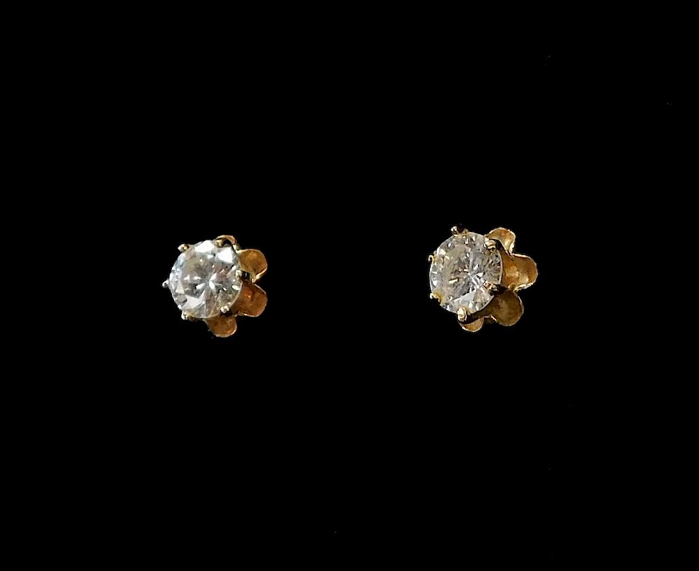 Appraisal: PR K Lady's Gold and Diamond Stud Earrings th Century