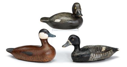 Appraisal: Three carved and painted decoys th century