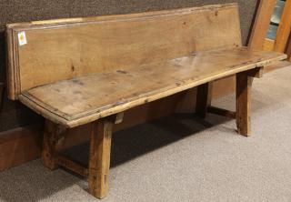 Appraisal: French Provincial walnut hall bench French Provincial walnut hall bench