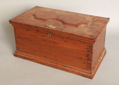 Appraisal: Dovetailed walnut sewing box with accessories th c h w