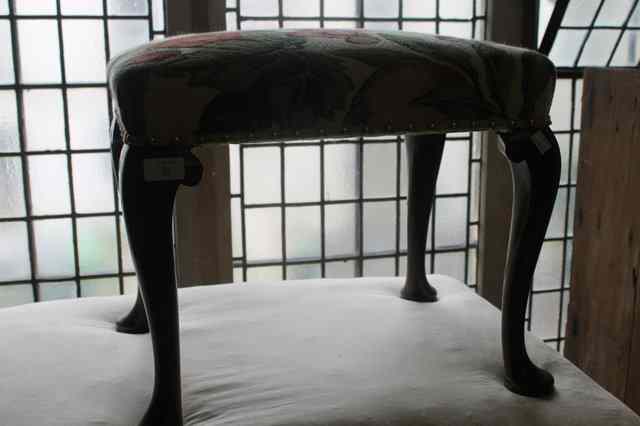 Appraisal: A GEORGE III YEW DRESSING STOOL with later tapestry cover