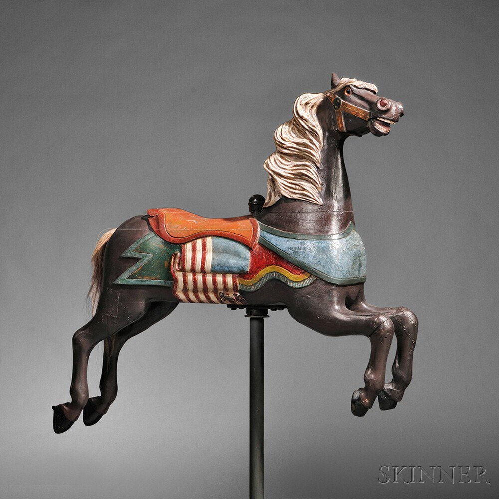 Appraisal: Polychrome Carved Carousel Jumper Horse America late th century carved