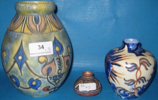 Appraisal: Clews Co Chameleon Ware Vases decorated in Various Floral designs