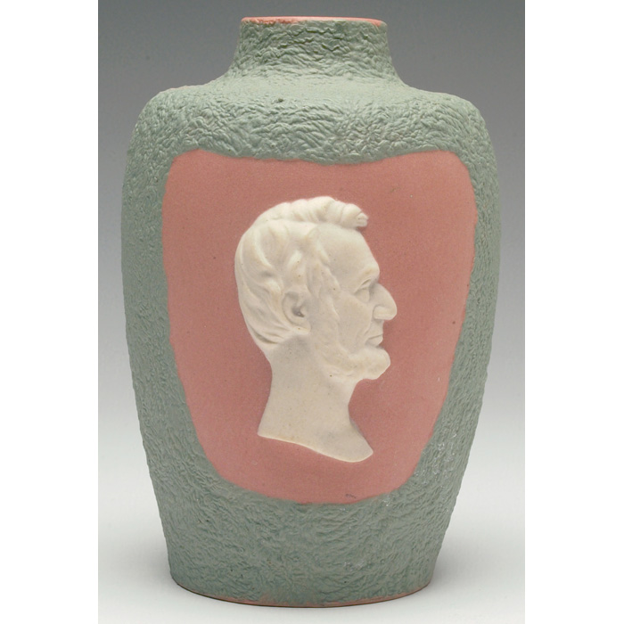 Appraisal: Radford vase red clay body with textured green finish applied