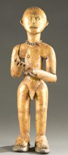 Appraisal: Bron standing male figure with gold leaf th c Ghanese