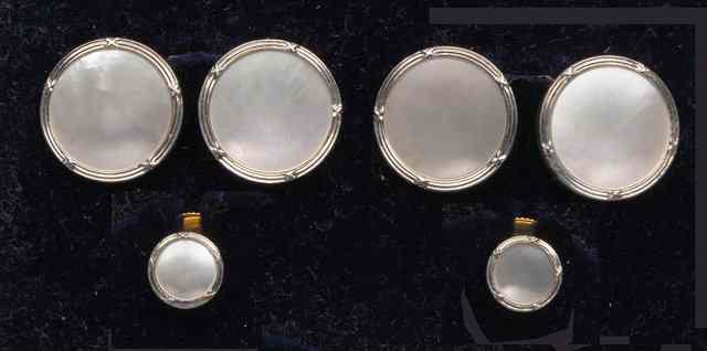 Appraisal: A PAIR OF MOTHER OF PEARL PLATINUM AND CT GOLD