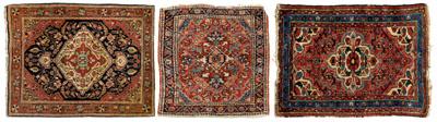 Appraisal: Three mats one Sarouk with ivory central medallion on dark