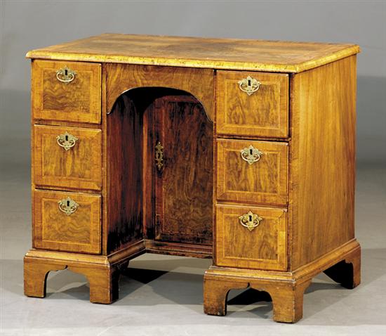 Appraisal: George II style walnut and burl kneehole desk last half