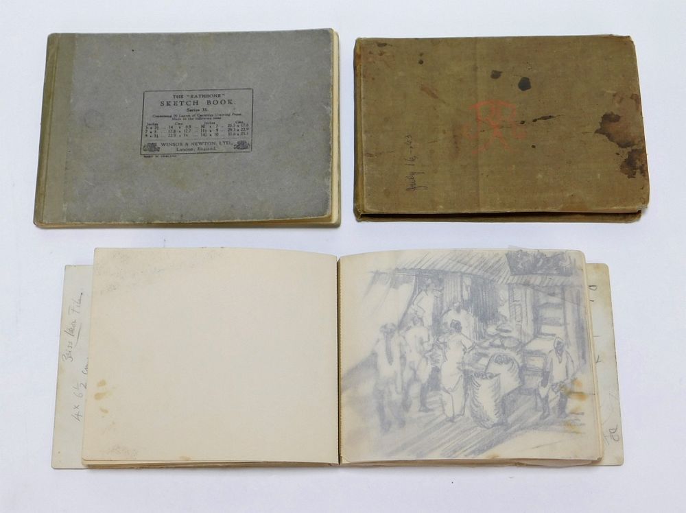 Appraisal: PC Antique C Sketchbooks Pencil Illustrations United States Late th-