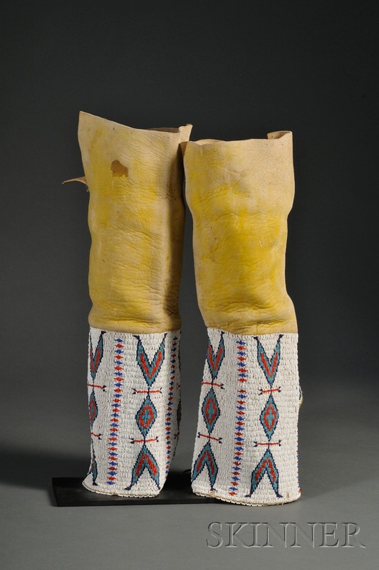 Appraisal: Central Plains Beaded Hide Woman's Leggings Lakota c early th