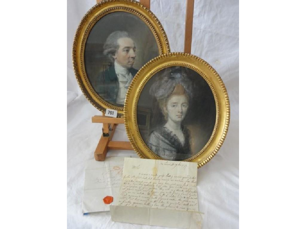 Appraisal: A pair of th century pastel portraits of oval form