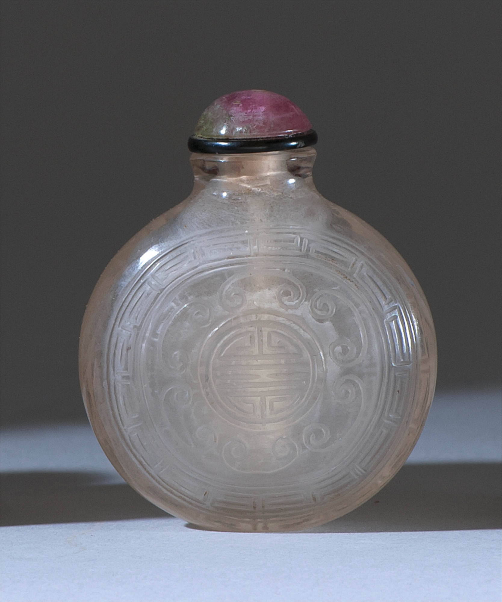 Appraisal: ROCK CRYSTAL SNUFF BOTTLE th CenturyIn ovoid form with shou