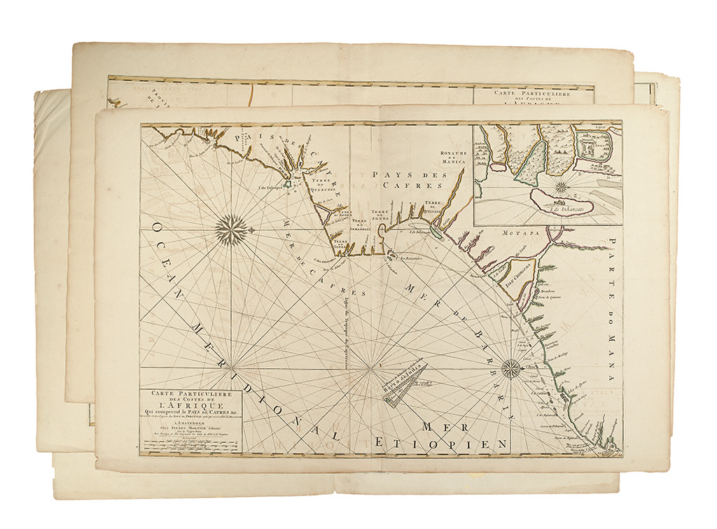 Appraisal: AFRICA Mortier Pierre Six large double-page engraved coastal charts covering