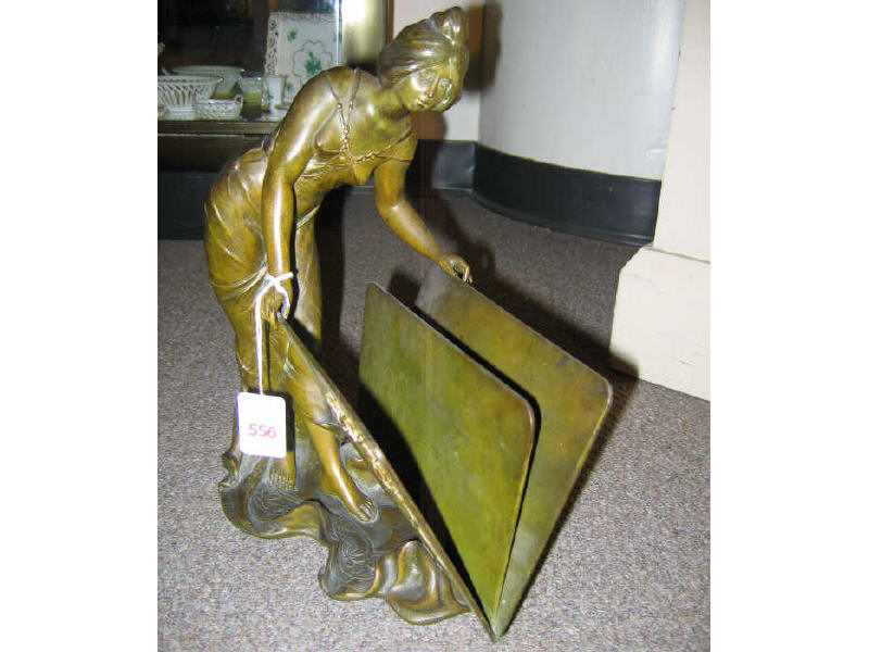 Appraisal: AFTER W HERING FRENCH Art Nouveau spelter letter rack showing