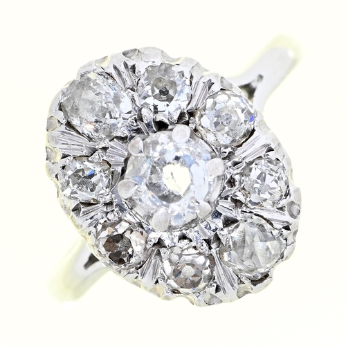 Appraisal: A diamond cluster ring with old cut diamonds in white