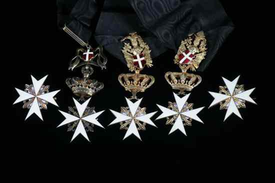 Appraisal: FIVE BRONZE AND WHITE ENAMEL MEDALS FROM THE ORDER OF