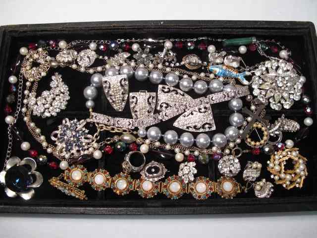 Appraisal: Tray lot of assorted ladies costume jewelry Trifari Monet and