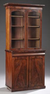 Appraisal: English William IV Style Carved Mahogany Bookcase Cupboard c the