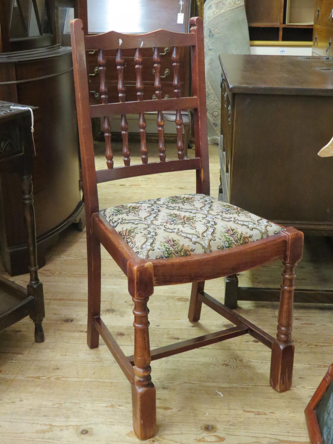 Appraisal: A set of five Lancashire-type spindle-back dining chairs with drop-in