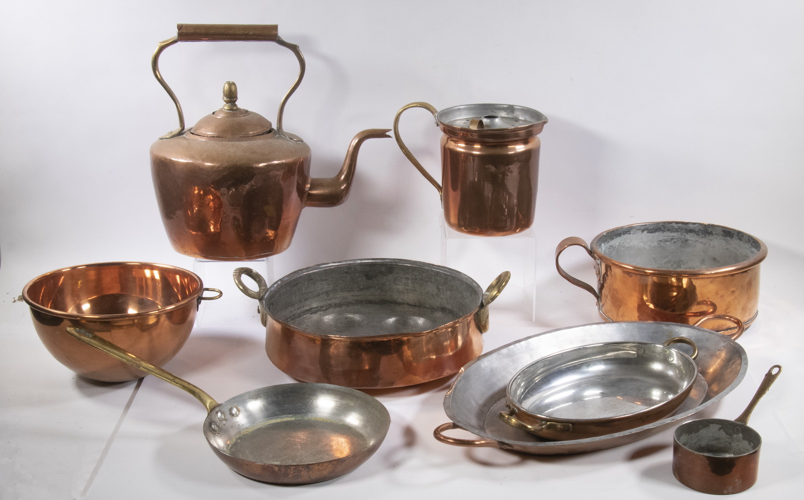 Appraisal: PCS COPPER COOKWARE Group of Pieces of Assorted Copper Pots