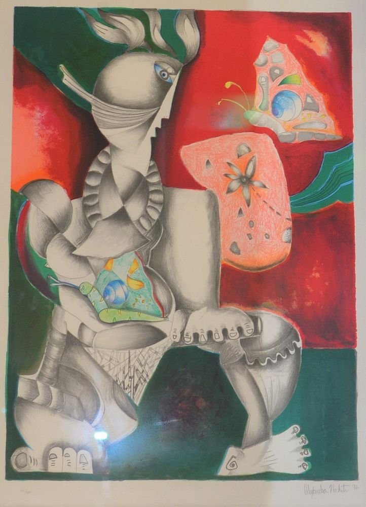 Appraisal: Alexandra Nechita Romanian American b lithograph depicts abstract figure and