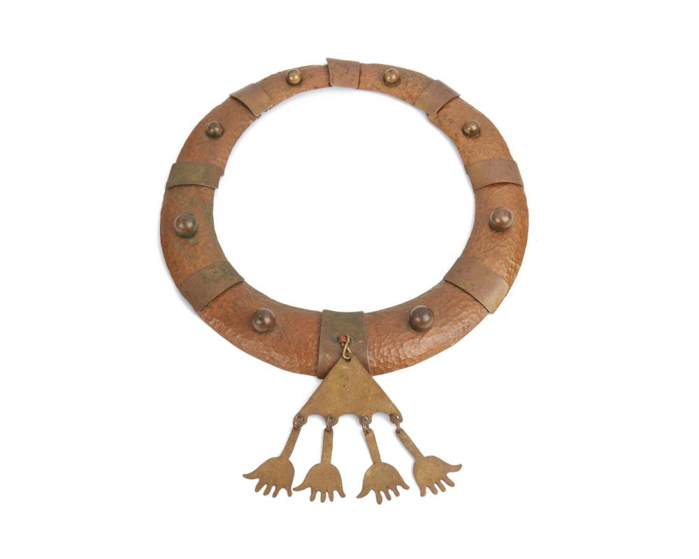 Appraisal: A studio mixed-metal collar necklace Second-half th Century Appears unmarked